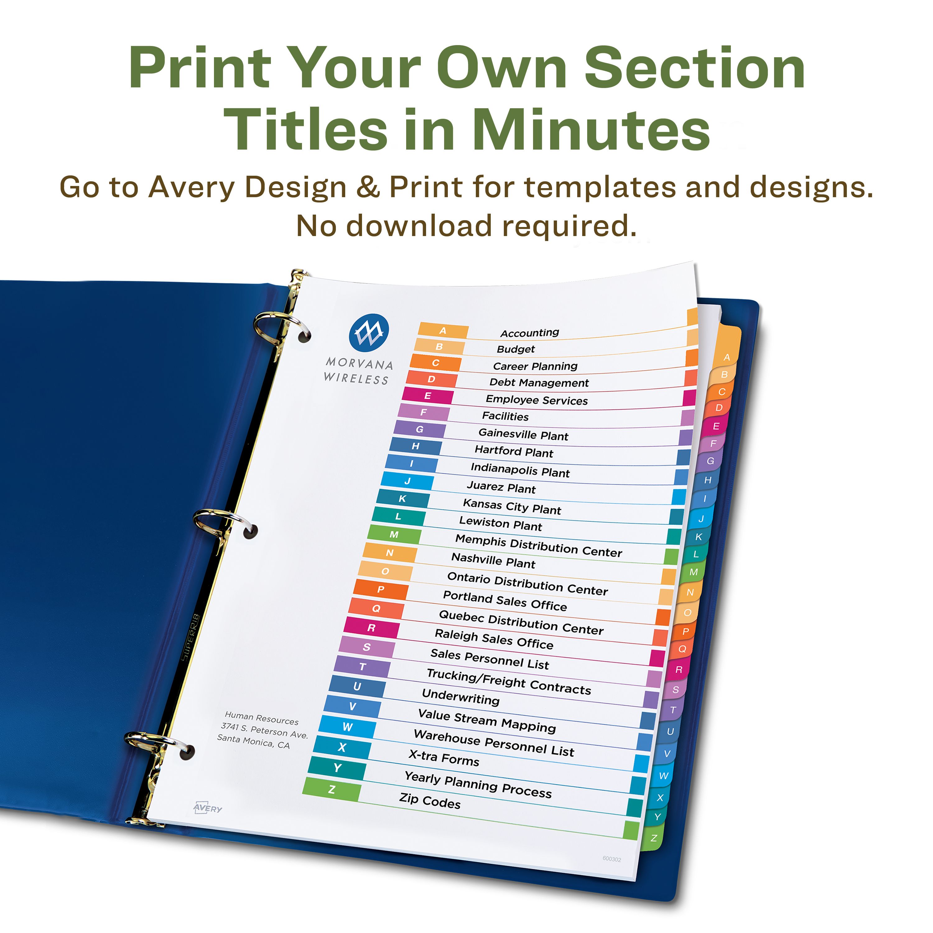 EcoFriendly Dividers, A-Z Tab, Ready Index® 11085 | Avery | Avery